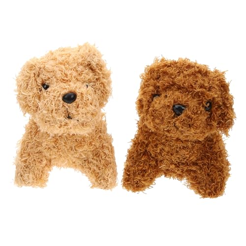 Mikinona 2 Stück Teiliges Plüsch teddybär Hund Anhänger Kuscheliges Stofftier in Apricot und Braun Leichtes Schlüsselanhänger Rucksack deko und Erwachsene Langlebig und Sicher von Mikinona