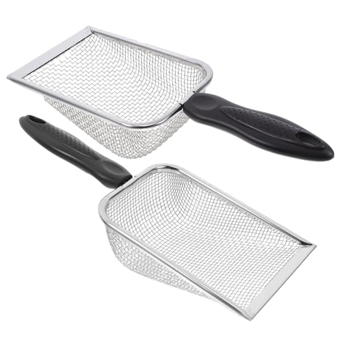 Mikinona 2 Stück Teiliges Strand Schaufel aus Edelstahl mit Atmungsaktivem Mesh Sandfilternde Sandschaufel für Outdoor Haustierstreu Reinigung Robust und Langlebig für Strand und Garten von Mikinona