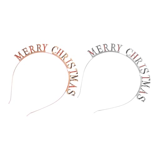 Mikinona 2 Stück Weihnachts Haarbänder mit Buchstaben Funkelndes Haarschmuck für Mädchen Hautfreundliches Material für Weihnachtsfeiern Silber und Roségold Mikinona 2 Stück Weihnachts Haarbänder mit Buchstaben Funkelndes Haarschmuck für Mädchen Hautfreundliches Material für Weihnachtsfeiern Silber und Roségold von Mikinona