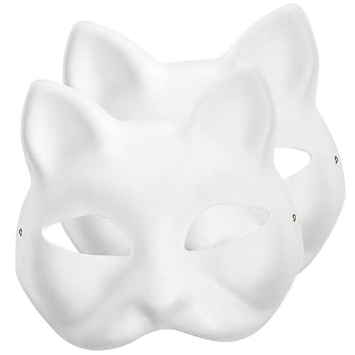 Mikinona 2 Stück Weiße Katzenpapier Masken zum Bemalen DIY Tiermasken aus Leichtem Sicherem Papier für Maskerade Fasching Halloween und Kunsthandwerk Mikinona 2 Stück Weiße Katzenpapier Masken zum Bemalen DIY Tiermasken aus Leichtem Sicherem Papier für Maskerade Fasching Halloween und Kunsthandwerk von Mikinona