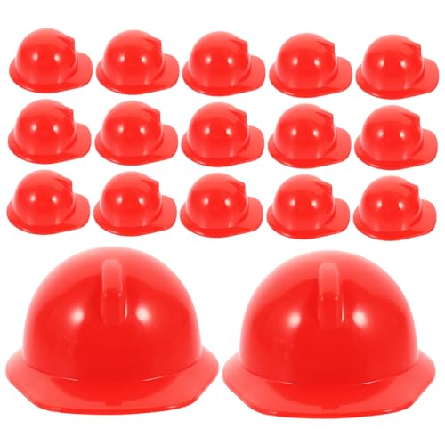 Mikinona 20 Stück Mini Bauhelm Modell Rot Realistischer Puppenhelm und Haustier schutzhelm Vielseitige Dekoration für Party Outdoor Weinflaschenverschluss Leichtes Kunststoffmaterial von Mikinona