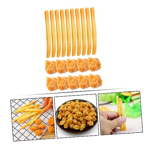 Mikinona 20 Stück Teiliges Künstliche Frites und Chicken Popcorn Realistische PVC Snack Modelle für Kinderküche Heimdekoration Party Requisiten Glatte Oberfläche Langlebig und Sicher von Mikinona