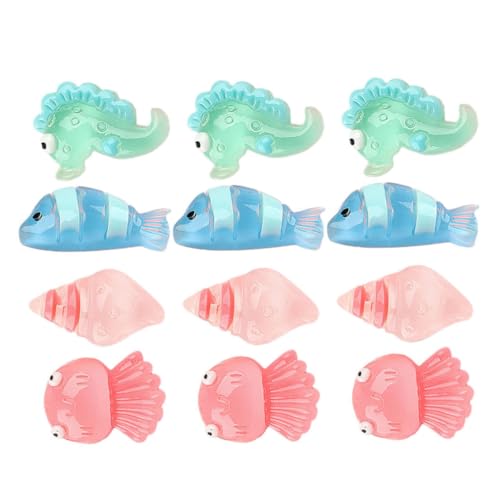 Mikinona 20 Stück Teiliges Leuchtende Meeresbewohner aus Robustem Harz Miniature Aquarienfiguren für Fischdekoration Leichte Widerstandsfähige Deko für Zimmer und Garten von Mikinona