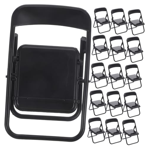 Mikinona 20 Stück Teiliges Miniatur Klappstuhl Handyhalter Puppenhaus Deko Miniaturmöbel Realistisch Schwarz für DIY Wohnszenen und Vielseitige Dekoration von Mikinona