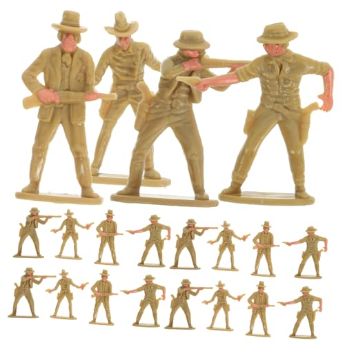 Mikinona 20 Stück Teiliges Western Cowboy Modell Detailreiche Miniatur Figuren aus Robustem Kunststoff Realistische Sandtisch Dekoration für Landschafts und Puppenhausgestaltung von Mikinona