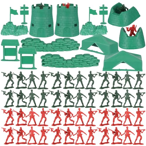 Mikinona 200 Stück Teiliges Mini Soldaten aus Kunststoff Militärische Figuren in Rot und Grün Strapazierfähige Spielfiguren für Kreativen und Sandtisch dekor von Mikinona