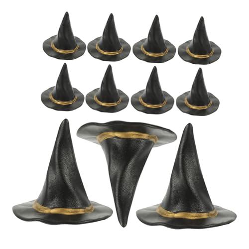 Mikinona 24 Stück Teiliges Mini Hexenhüte Schwarz Miniatur Halloween Dekoration für Puppenhäuser DIY Weinflaschen-dekor Party-Accessoires Kleine Zaubererhüte für Kostüm und Basteln von Mikinona