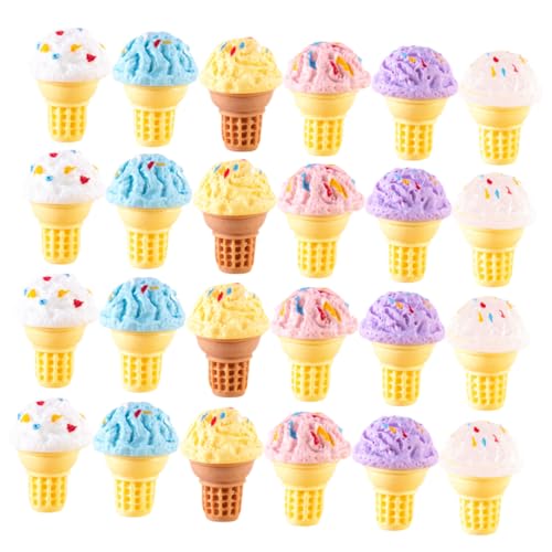 Mikinona 24 Stück Teiliges Miniatur Eiscreme Modell aus Resin Realistisches Mini Food Dekor für Puppenhäuser Miniaturlandschaften und Küchen Detailreiche Handgefertigte EIS Dekoration von Mikinona