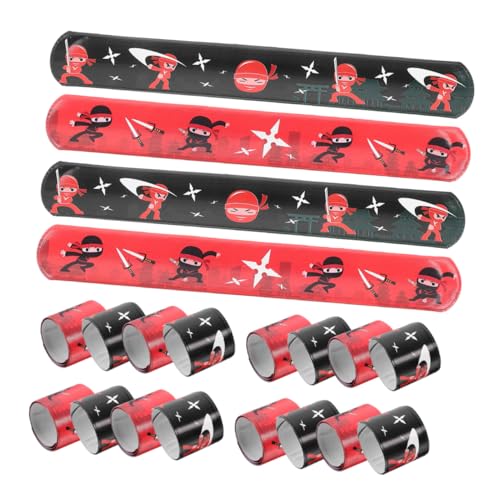 Mikinona 24 Stück Teiliges Ninja Slap Armband für Langlebige PVC Schnapparmbänder mit Ninja motiv Leicht Anzulegen als Party Mitgebsel für Geburtstagsfeiern und Kreative Spielstunden von Mikinona