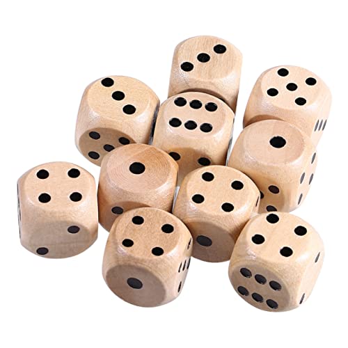 Mikinona 24 Stück Teiliges Seitige Natürliche Holzwürfel mit Abgerundeten Kanten Ausgewogene Holzspielwürfel für Brettspiele Party Familie und Outdoor Spiele von Mikinona