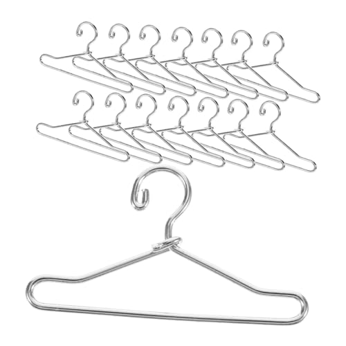 Mikinona 25 Stück Teiliges Mini Puppen kleiderbügel aus Robustem Eisen Kleine Metallbügel für Puppenkleidung zur Organisation von Puppenhaus Schrank und Miniatur Outfits von Mikinona