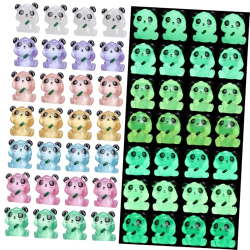 Mikinona 28 Stück Leuchtende Mini Panda Figuren Resin Miniatur Dekorationen für Bonsai und Micro Landschaften Langlebig Nachtleuchtend Geschenkidee von Mikinona