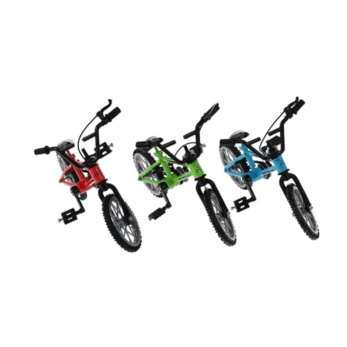 Mikinona 3 Sätze Mini Fingerbike aus Bewegliche Teile Realistische Fahrradmodell spielzeuge für Schreibtisch Dekoration in Rot Blau Grün von Mikinona