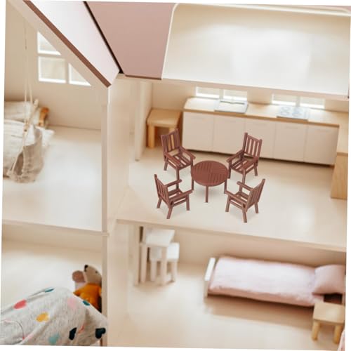 Mikinona 3 Sätze Miniatur Kunststoff Stuhl Tisch Set Detailgetreue Puppenhaus Möbel Zubehör Kindgerechtes Spielhaus Accessoire Robust und Dekorativ für Kreative Spielszenen von Mikinona