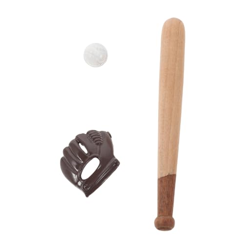 Mikinona 3 Sets Mini Baseball Modell Mini Schläger Dekorativer Miniatur Baseballschläger Puppenhaus Sportdekor Puppenhaus Baseball von Mikinona