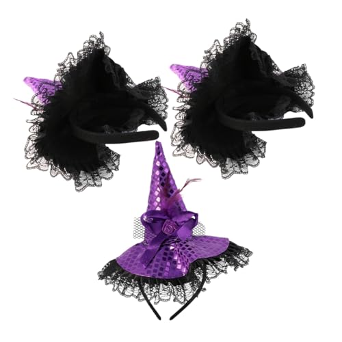 Mikinona 3 Stück Hexenhut Haarreif mit Zarter Spitzenverzierung Leichter Halloween Kopfschmuck für Damen Bequemes Party-accessoire für Cosplay Mottoparty und Kostümfest Mikinona 3 Stück Hexenhut Haarreif mit Zarter Spitzenverzierung Leichter Halloween Kopfschmuck für Damen Bequemes Party-accessoire für Cosplay Mottoparty und Kostümfest von Mikinona