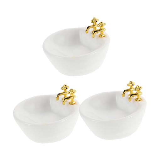 Mikinona 3 Stück – Möbel Spiel Weißes Puppenhaus Für Handzubehör Badezimmerwaschbecken Miniaturwaschbecken Und Waschtisch Winziges Zubehör Dekorationswaschbecken Mikinona 3 Stück – Möbel Spiel Weißes Puppenhaus Für Handzubehör Badezimmerwaschbecken Miniaturwaschbecken Und Waschtisch Winziges Zubehör Dekorationswaschbecken von Mikinona