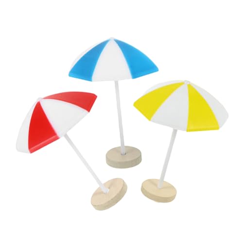 Mikinona 3 Stück Puppenhaus Regenschirm Aus Kunststoff Puppenhaus Regenschirm Modell Minitaure Strandschirm Miniatur Landschaftsschirm Für Landschaft von Mikinona