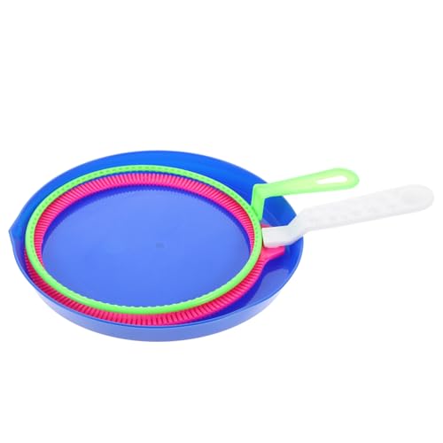 Mikinona 3 Stück Teiliges Bubble Maker Set mit Großer Bubble Circle Praktisches Tablett Bunte Seifenblasenstäbe für Kindergeburtstag Party Sicherer Zufällige Farben Zufällige Farbe von Mikinona