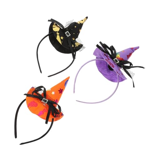 Mikinona 3 Stück Teiliges Halloween Hexenhut Haarreif Langlebig und Bequem Cosplay Haarreife für Halloween Party Dekoration und Kostümzubehör für Damen und Mädchen von Mikinona