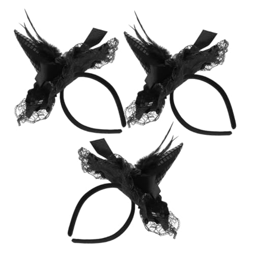 Mikinona 3 Stück Teiliges Hexenhut Haarreif mit Glitzerelementen und Spitze Halloween Kostüm Zubehör für Damen und Mädchen Bequemes Leichtes Party Cosplay Haarschmuck von Mikinona