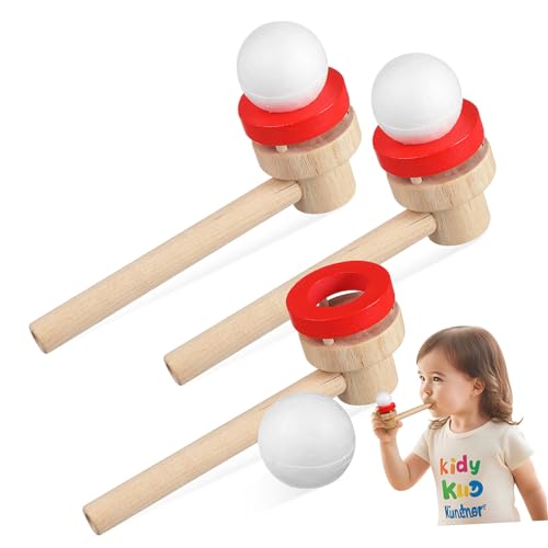 Mikinona 3 Stück Teiliges Holz blasball Kreative Schwebende Bälle Fördert Eltern Junge Mädchen Kommunikation Spielerisch Drinnen und Draußen Interaktives Balance Fangspiel von Mikinona