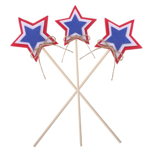 Mikinona 3 Stück Teiliges Holzsterne Feenstab Independence Day Deko Leicht Langlebig für Innen Außen American Party Accessoire von Mikinona