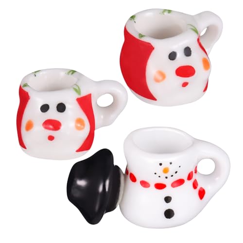 Mikinona 3 Stück Teiliges Mini Keramik Weihnachts Teeset Simulation Kessel Tasse Dekoration Kreatives Bastelset für Wohnzimmer Büro Kinderzimmer von Mikinona