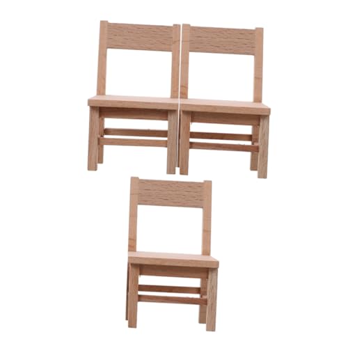 Mikinona 3 Stück Teiliges Miniatur Holz Puppenstühle Realistische Langlebige Miniaturmöbel für Puppenhaus für Esszimmer Wohnzimmer und Kreative DIY-Dekoration Mikinona 3 Stück Teiliges Miniatur Holz Puppenstühle Realistische Langlebige Miniaturmöbel für Puppenhaus für Esszimmer Wohnzimmer und Kreative DIY-Dekoration von Mikinona