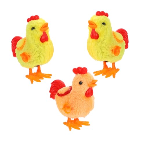 Mikinona 3 Stück Teiliges Plüsch Aufziehspielzeug Küken Springendes Huhn Party Deko Sicher für Junge Mädchen als Ostern Korb Füllstoff und Geschenkspaß Zufällige Farbe von Mikinona