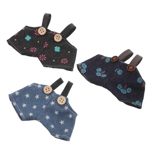 Mikinona 3 Stück Teiliges Puppenkleidung Denim Overalls für Stofftiere Weiche Realistische DIY Doll Outfits Vielseitig für Plüschbären und Stehpuppe Modische Puppenhose für Rollenspiel und von Mikinona