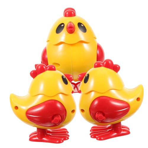 Mikinona 3 Stück Teiliges Wind up Lebendige Aufzieh hühnchen mit Bunten Flügeln Sicheres Cartoon Tier Springende Mechanik Figuren für Drinnen und Draußen Zufällige Farbe Zufällige Farbe von Mikinona