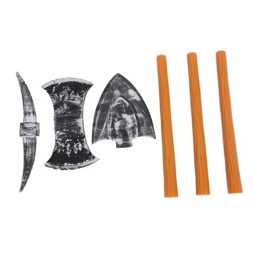 Mikinona 3 Stück Teiliges Zwerg Kostüm Requisiten mit Realistischem Doppelaxt Spitzhacke und Schaufel Leichtes Kunststoff Mining Tools Cosplay Zubehör für Halloween Bühne Party und von Mikinona