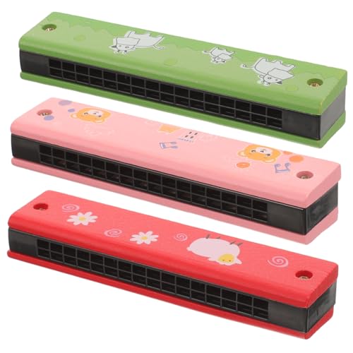 Mikinona 3 Stück hölzerne Mundharmonika Kind Mundharmonika Harmonica Mundharmonika- für Mundharmonikas für Cartoon Mundononica Mundharmonika von Mikinona
