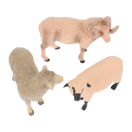 Mikinona 3 Stücke Teiliges Kreatives Schafmodell Lebensechte Wildtier Dekoration Detailgetreue Schaffiguren aus Solidem Material Pädagogisches Tier für Geeignet für Wohn und Klassenzimmer von Mikinona