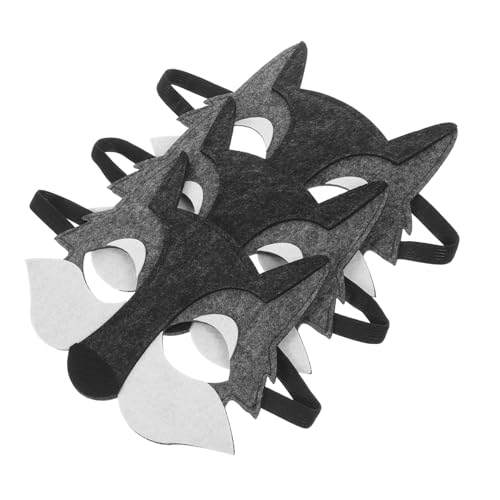 Mikinona 3 Stücke Teiliges Wolf Kopf Masken für Stabilem Filz Halbe Tiermasken für Karneval Geburtstagspartys und Cosplay Lustige Verkleidung und Partyaccessoire für Jungen und Mädchen von Mikinona