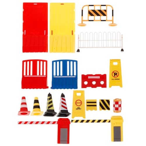 Mikinona 32 Stück Teiliges Miniatur verkehrssperren Spielset aus Bunte Straßensperren und Verkehrszeichen Leicht und Robust Pädagogisches Straßenschild für Lernen von Mikinona