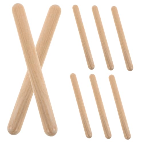 Mikinona 4 Paare Natürliche Holz Rhythmusstöcke Orff Percussion Instrumente für Musikalische Früherziehung Rhythmusförderung Klassenzimmeraktivitäten Holzspielzeug von Mikinona