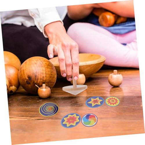 Mikinona 4 Sätze Bunte Holz Outdoor Handliche Gyroskop Tops Fördert Hand Auge koordination als Geburtstagsgeschenk für Jungen Mädchen Leichte Tragbarkeit von Mikinona