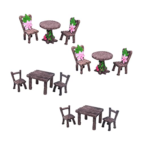 Mikinona 4 Sätze Miniatur Tisch und Stühle aus Harz Teiliges Möbelmodell für Mikrolandschaften und Dekoration für Puppenhaus Wohnzimmer Küche und Büro Mikinona 4 Sätze Miniatur Tisch und Stühle aus Harz Teiliges Möbelmodell für Mikrolandschaften und Dekoration für Puppenhaus Wohnzimmer Küche und Büro von Mikinona