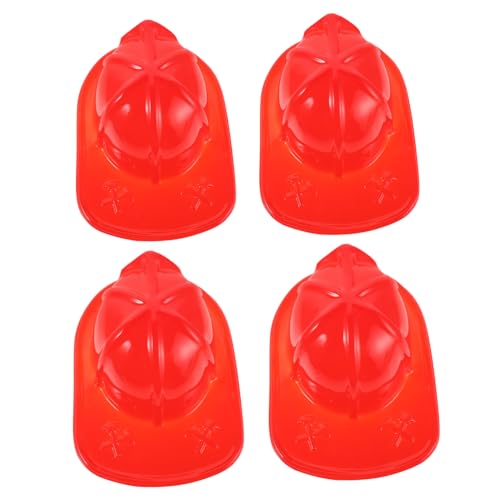 Mikinona 4 Stück Feuerwehrhelm aus Leichtem Kunststoff Detailgetreue Feuerwehrmütze für Halloween Kostüm und Rollenspiele Sichere Accessoires für Motto-partys von Mikinona