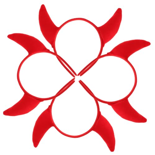 Mikinona 4 Stück Halloween Haarreif Teiliges Teufelshörner Kopfschmuck Damen Komfortabler Hautfreundlicher Party Haarschmuck Originelles Design für Halloween Kostüm von Mikinona