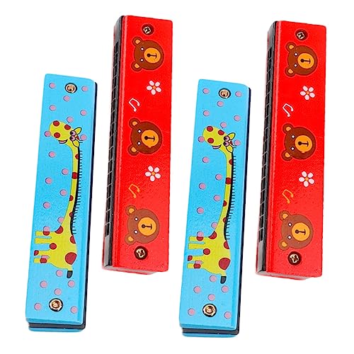 Mikinona 4 Stück Harmonika Mundharmonika Blockflöte Mundklavier Kinderspielzeug Mundharmonika Mundharfe Vorschulmusik Pädagogische Mundharmonika Musikspielzeug von Mikinona