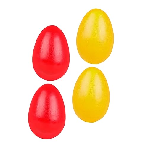 Mikinona 4 Stück Hölzerne Sandeispielzeug Maracas- Percussion-Musik-Eier Eier Musik-Ei aus Holz Percussion Instrument Percussion- Bunte Eier Eisensand von Mikinona