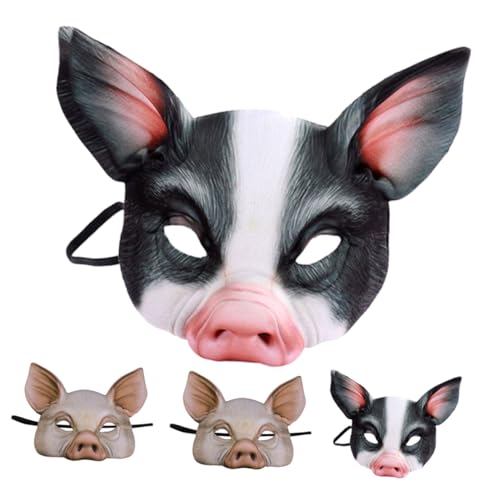 Mikinona 4 Stück Lustige Schweine Halbgesichts-masken Leicht und Bequem Tierisches Cosplay-accessoire für Karneval Halloween Fasching und Kostümpartys Passend für Vielfältige Festlichkeiten von Mikinona