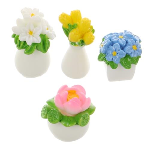 Mikinona 4 Stück Miniatur Blumenpott Teiliges Puppenhaus Zubehör mit Künstlichen Pflanzen für Mini Garten Dekoration Realistische Bonsai Ornamente und Gelb Mikinona 4 Stück Miniatur Blumenpott Teiliges Puppenhaus Zubehör mit Künstlichen Pflanzen für Mini Garten Dekoration Realistische Bonsai Ornamente und Gelb von Mikinona