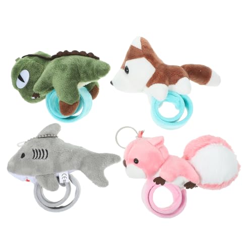 Mikinona 4 Stück Plüsch Slap Armbänder mit Tiermotiven Weiche Kuschelarmbänder zum Schnappen Niedliche Kinderarmbänder als Geburtstagsmitbringsel und Partydeko Cartoon Tier Schmuck für von Mikinona