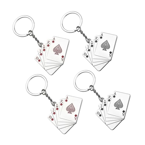 Mikinona 4 Stück Poker Karten Schlüsselanhänger Lustige Glücksbringer für Circus Themenpartys Metall Schlüsselanhänger für Kartenliebhaber und Spielabende Rot und Schwarz Mikinona 4 Stück Poker Karten Schlüsselanhänger Lustige Glücksbringer für Circus Themenpartys Metall Schlüsselanhänger für Kartenliebhaber und Spielabende Rot und Schwarz von Mikinona