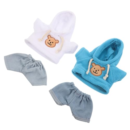 Mikinona 4 Stück Teiliges Bärenkleidungsset aus Robustem Baumwollstoff Hoodie und Jeans für Plüschtiere Passgenaues Outfit für Stofftiere DIY für Kuscheltiere von Mikinona