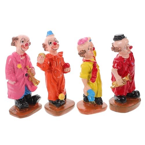 Mikinona 4 Stück Teiliges Clown Figuren Farbenfrohe und Realistische Clown Miniaturen Vielseitige Deko für Zuhause und Sandspielzubehör Detailreich Verarbeitet Einzigartige Faschingsdeko von Mikinona